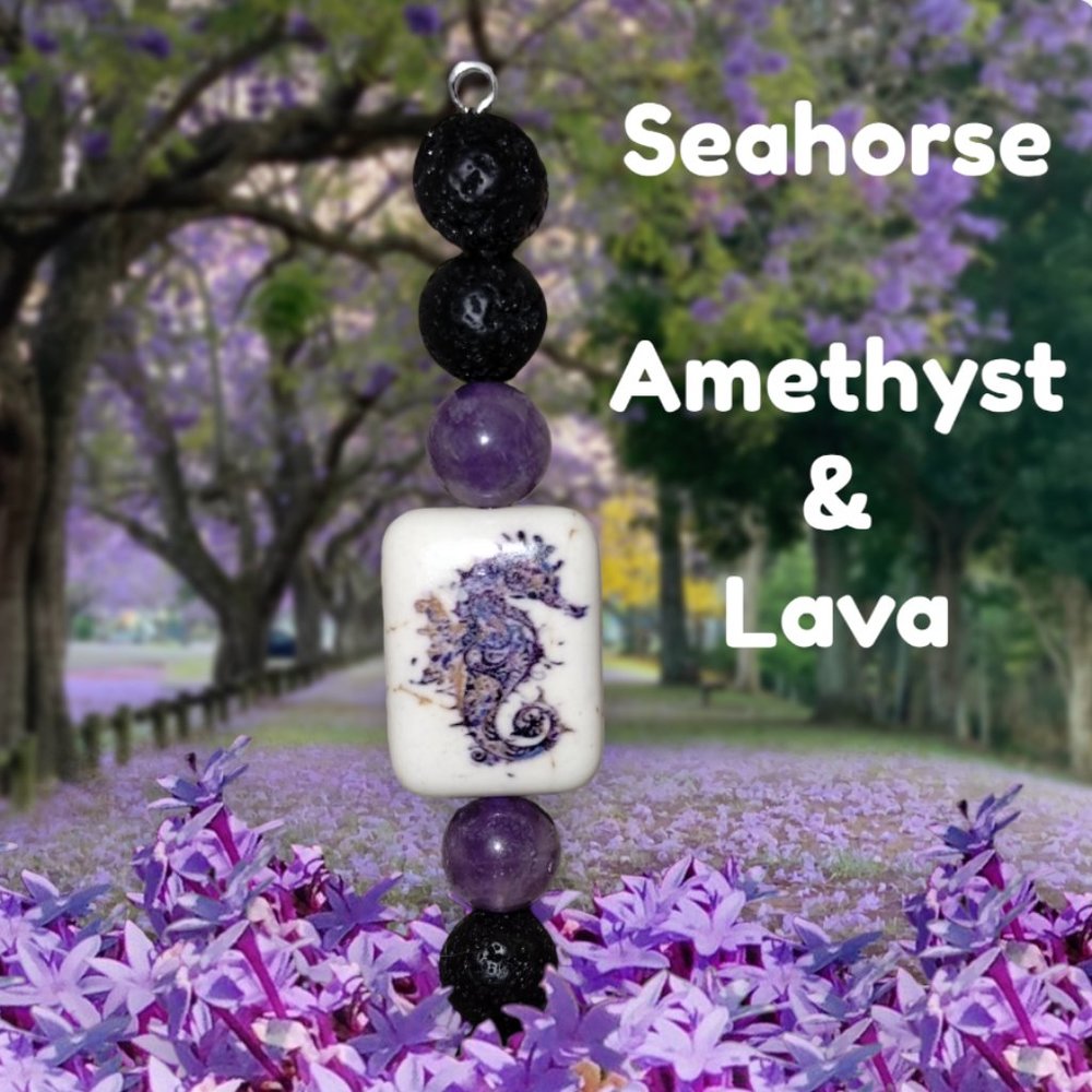 Essential Oil Lava Pendant with Gemstone